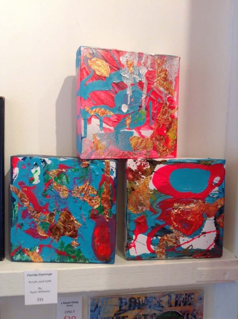 I am especially pleased to be offering a collection of Ryan William's work. FYI his more serious work is show just across the street at Art Square in his Gallery Called Ryan Williams Fine Arts Gallery.