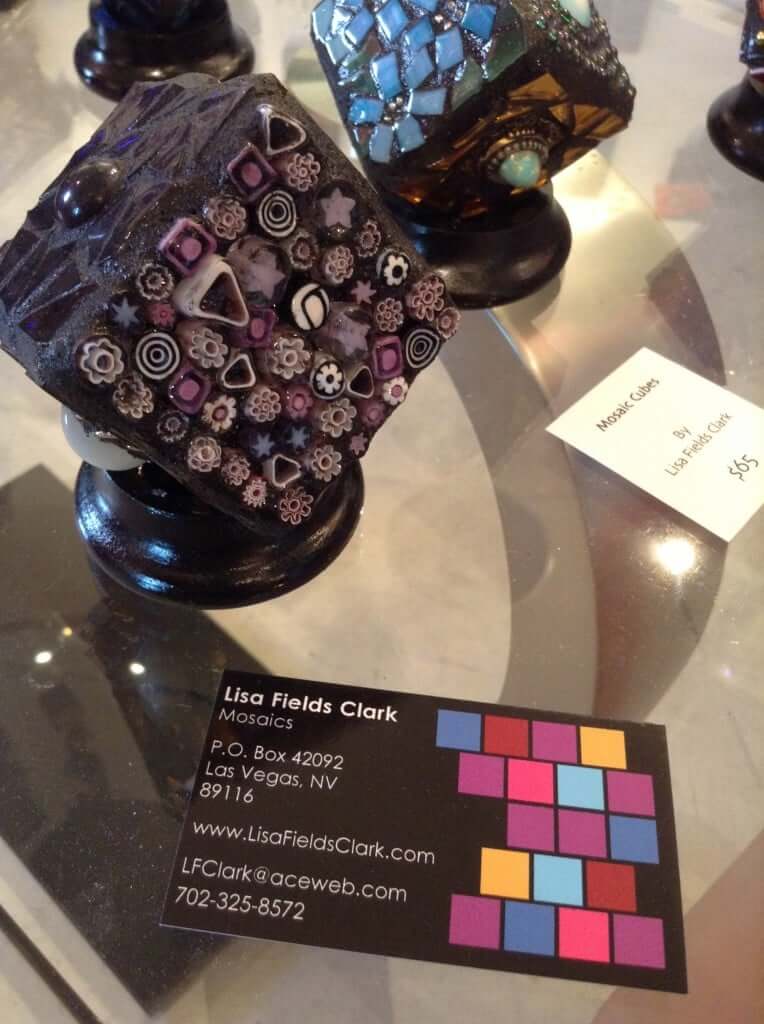 Mosaic Cubes on Stands - six sides of beauty. Photo does not do it justice.