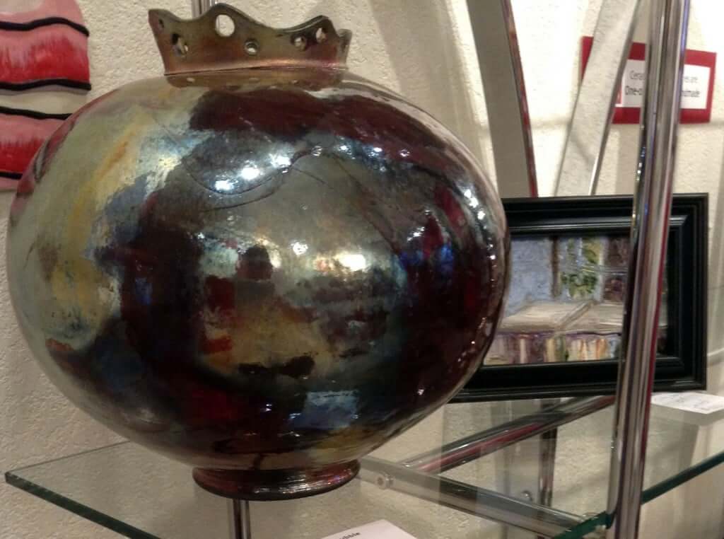 Michelle Gomez Houk, Raku titled Bubble, specially priced $90