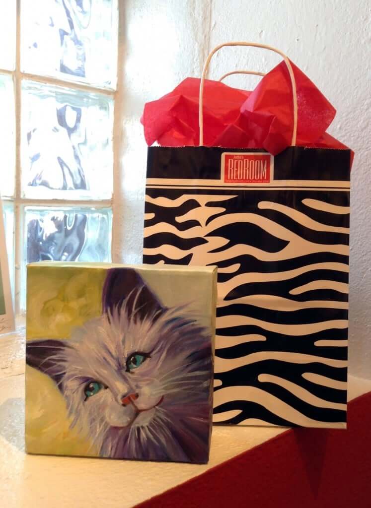 Oil painting titled White Cat by Jan Harris Arduini only $65