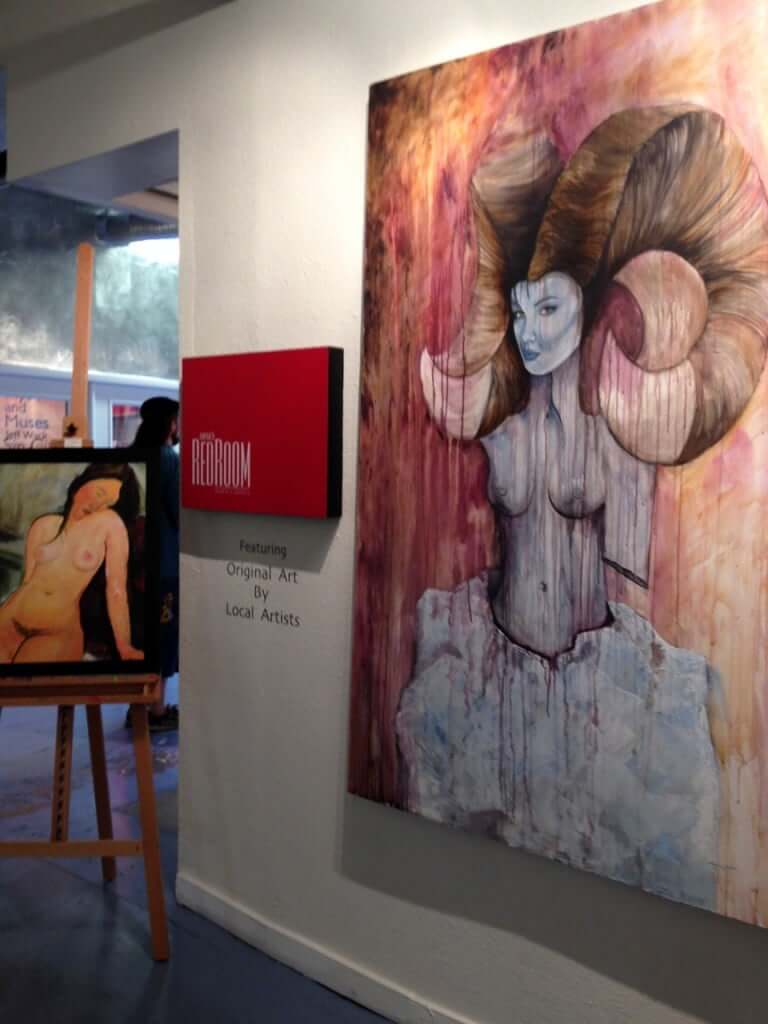 Jennifer McCarty's acrylic painting titled Transformation of a Ram Goddess 