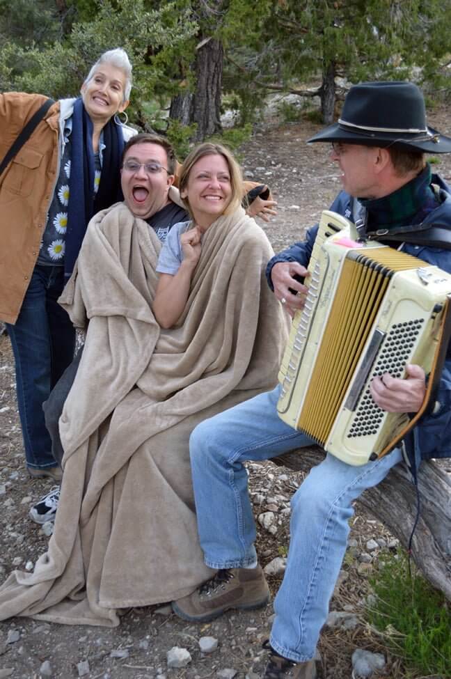 Alexander Wolle and Jennifer McCarty with Mitch Clark playing a tune
