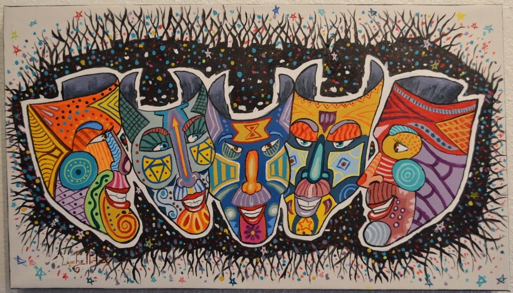 Win "5 Masks" Painting for only a $5 raffle ticket. Drawing Dec. 11